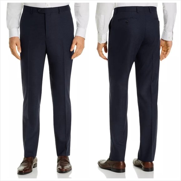 John Varvatos Navy Blue Wool Formal Trousers 34R